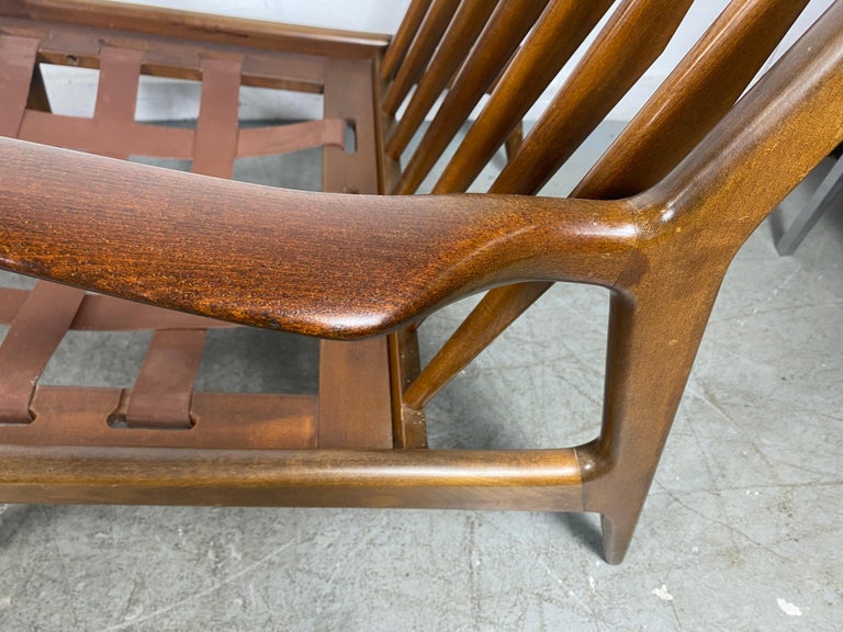 Scandinavian Modern Pair Kofod Larsen for Selig Mid Century Danish Walnut Lounge Chairs