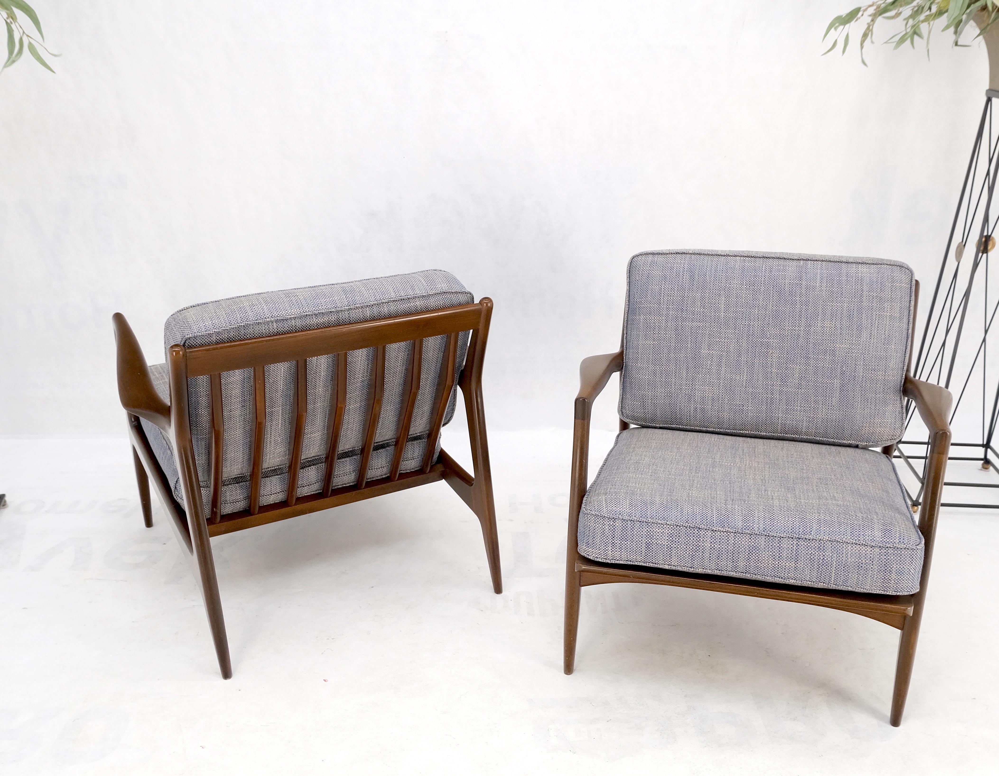 Lacquered Pair Kofod Larsen Selig Danish Mid-Century Modern Lounge Chairs New Upholstery For Sale