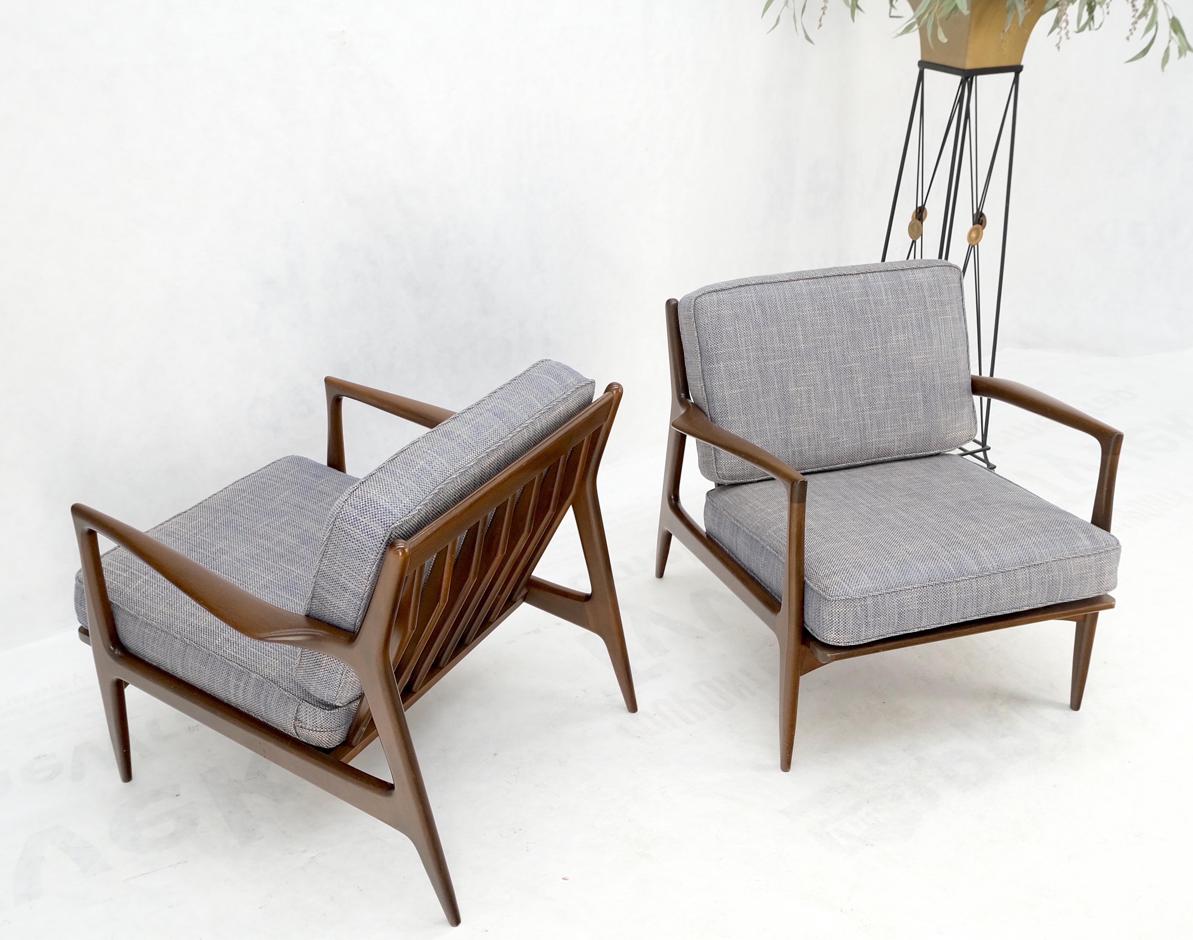 Pair Kofod Larsen Selig Danish Mid-Century Modern Lounge Chairs New Upholstery In Good Condition For Sale In Rockaway, NJ