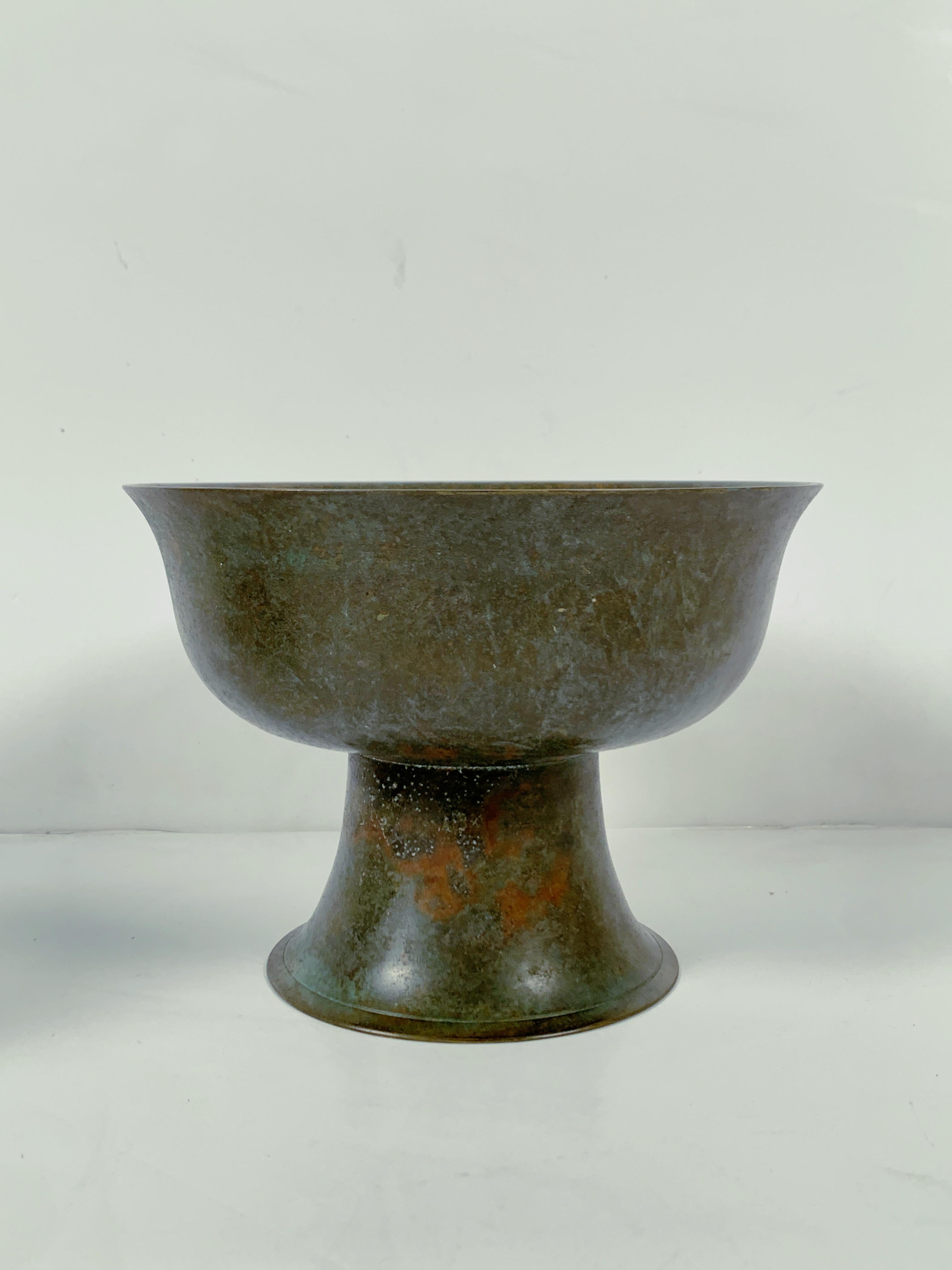 Pair of Korean Goryeo Dynasty Bronze Pedestal Bowls, 13th-15th Century, Korea For Sale 2