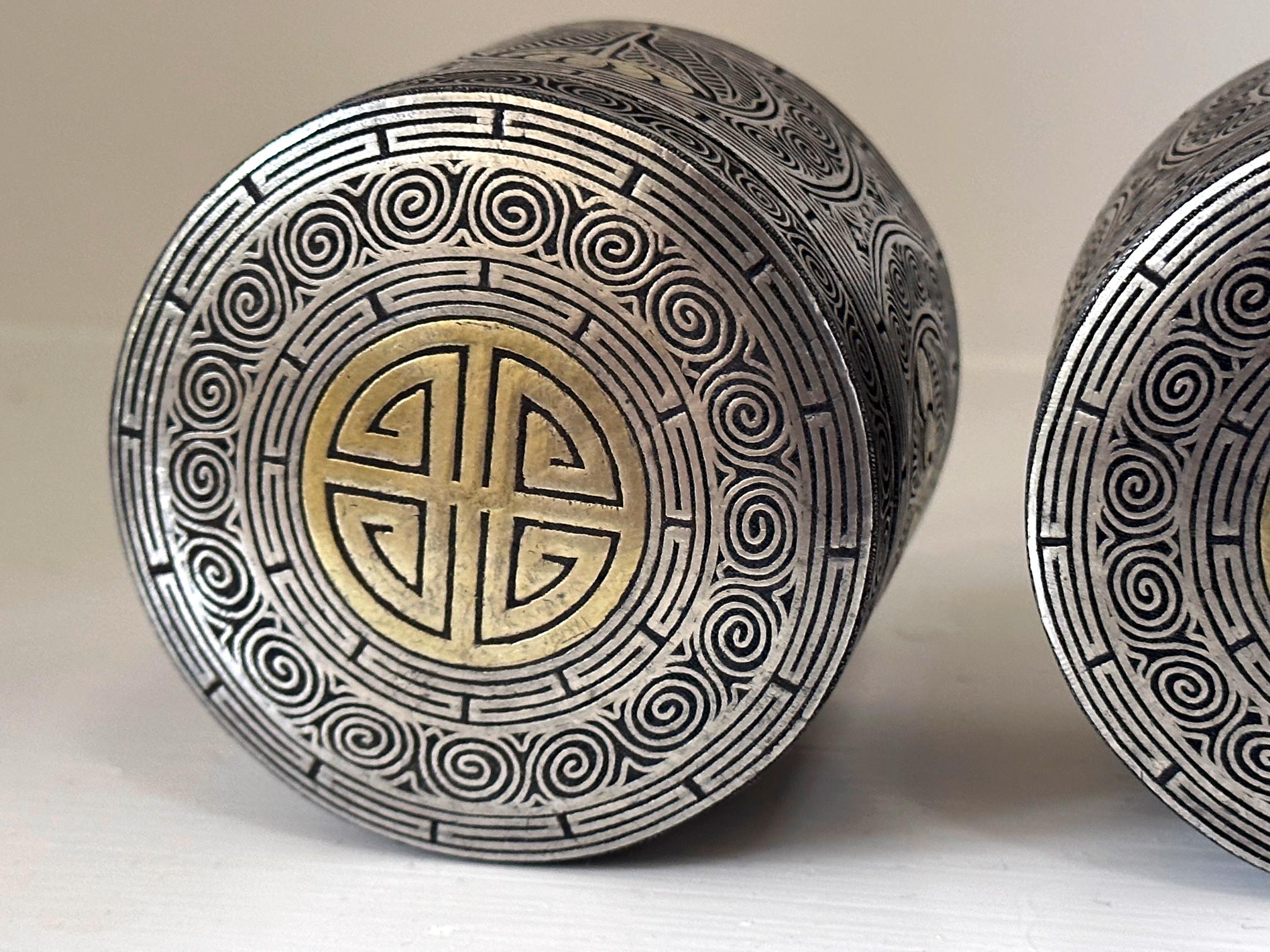 Pair Korean Iron Box with Silver Inlays Joseon Dynasty For Sale 6