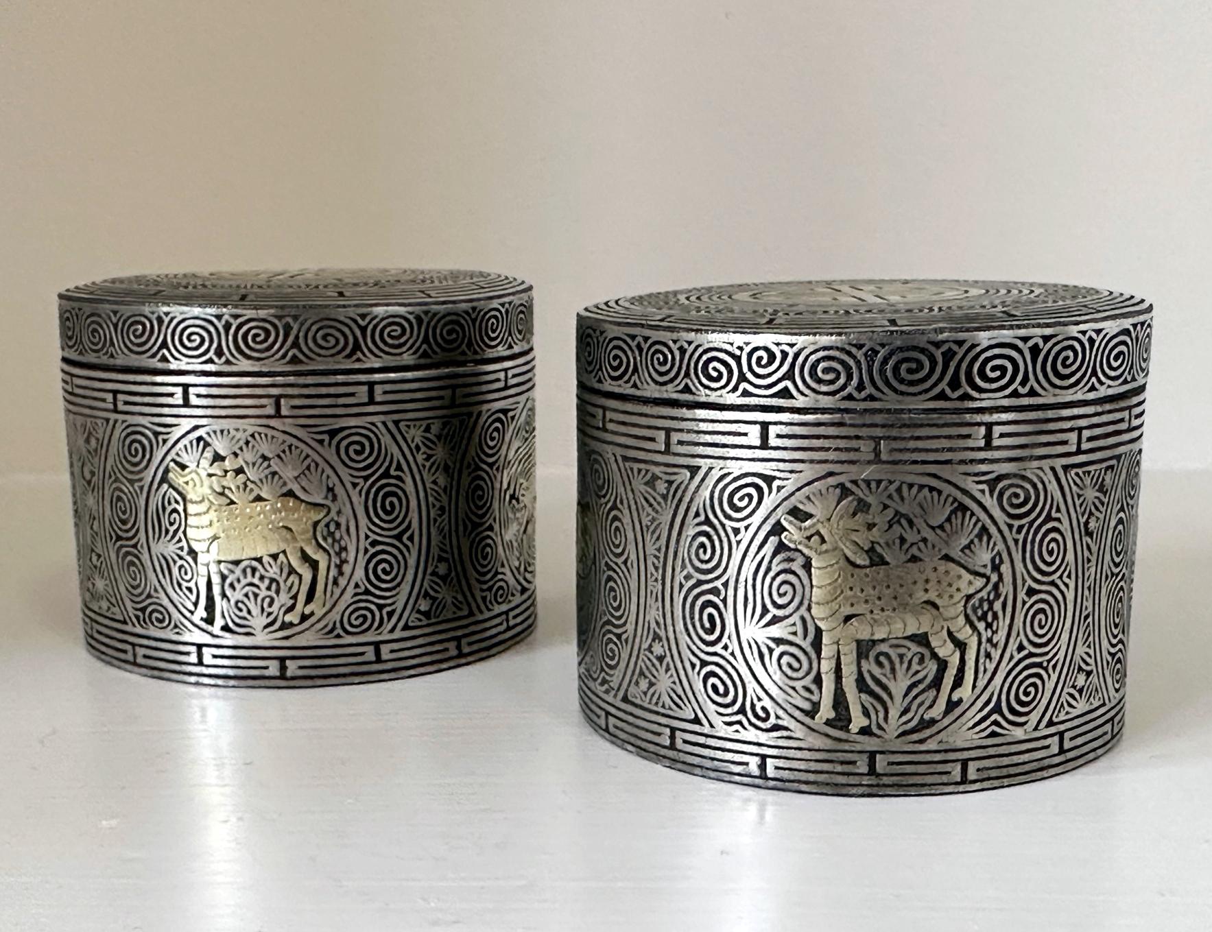 Pair Korean Iron Box with Silver Inlays Joseon Dynasty For Sale 12