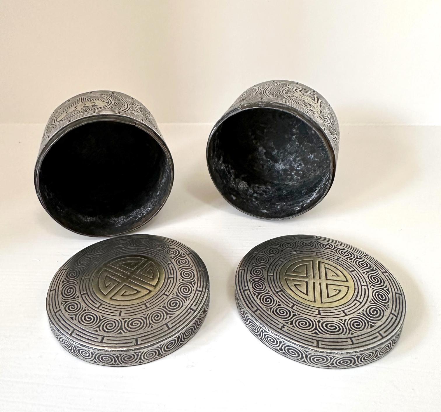 Pair Korean Iron Box with Silver Inlays Joseon Dynasty For Sale 4