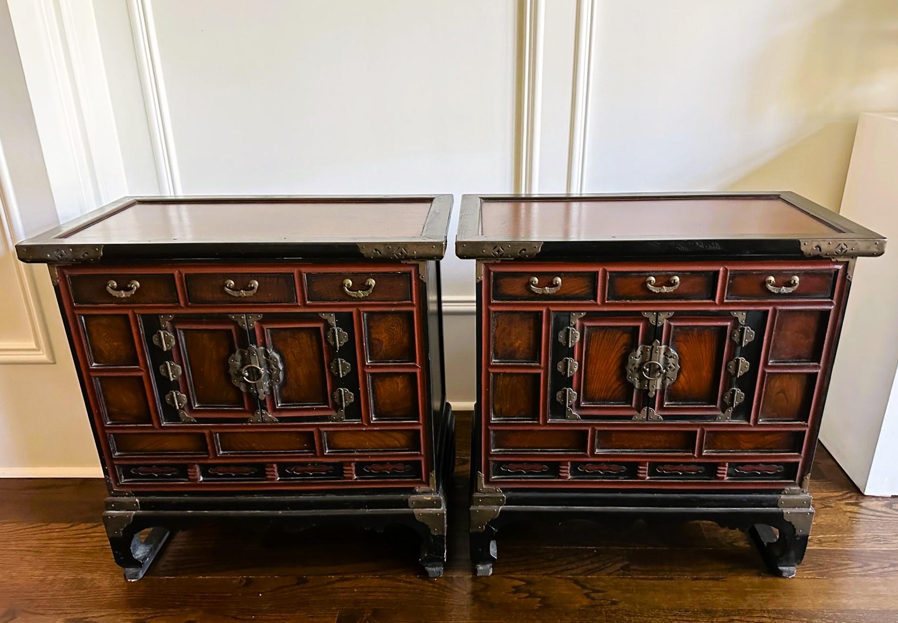 Other Pair Korean Lacquered Head side Chests Morijangs Joseon Dynasty For Sale