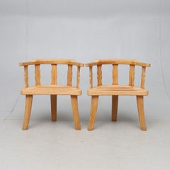 Pair Krogenäs Møbler of Norway Pine Armchairs with 3 Legs, ca. 1960