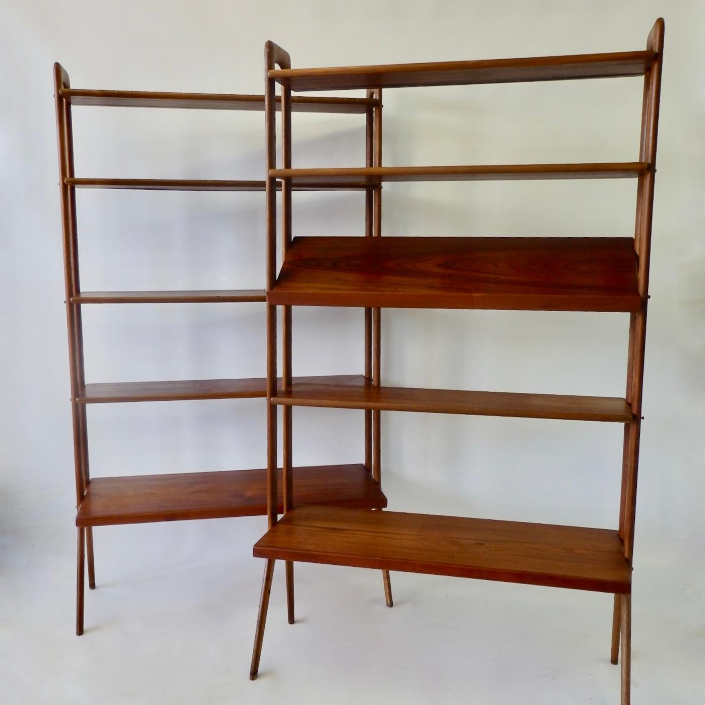 Kurt Ostervig Povl Dinesen Danish Teak Adjustable Bookshelves Room Divider, Pair 1
