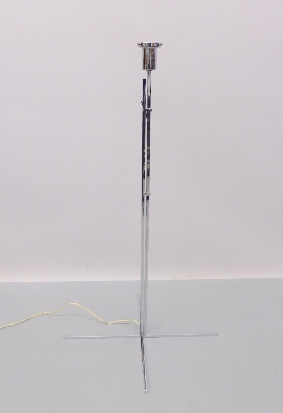 20th Century Pair Kurt Verson style Thin Line Adjustable Height Chrome Floor Lamps For Sale