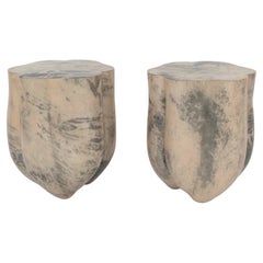 Pair Lacquered Goatskin Cloud Tables