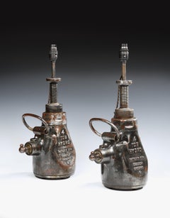 Pair of Lamp, Table, Metal, Lake & Elliot, Car Jack, Vintage, circa 1950