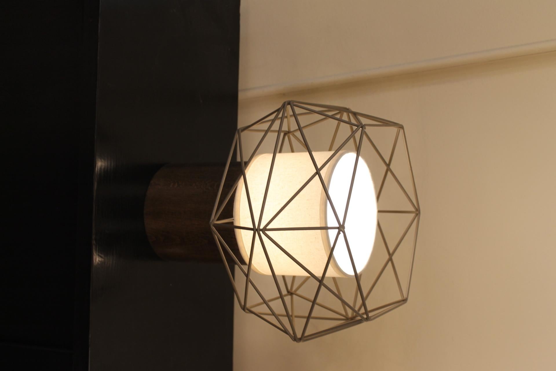 European Pair Lamps, Modernist, Metal, Geometric For Sale