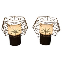 Pair Lamps, Modernist, Metal, Geometric