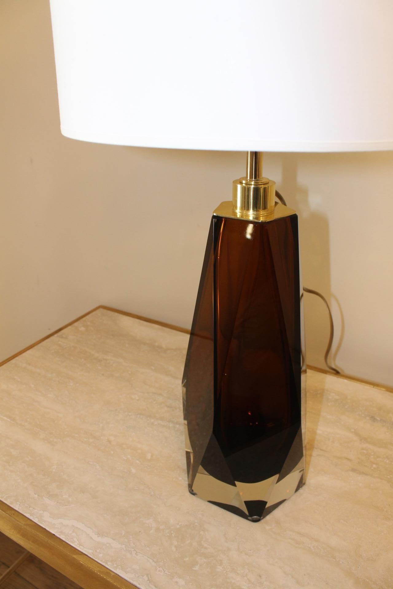 Pair Lamps, Murano, Toso, Modern, Smoked Brown For Sale 3