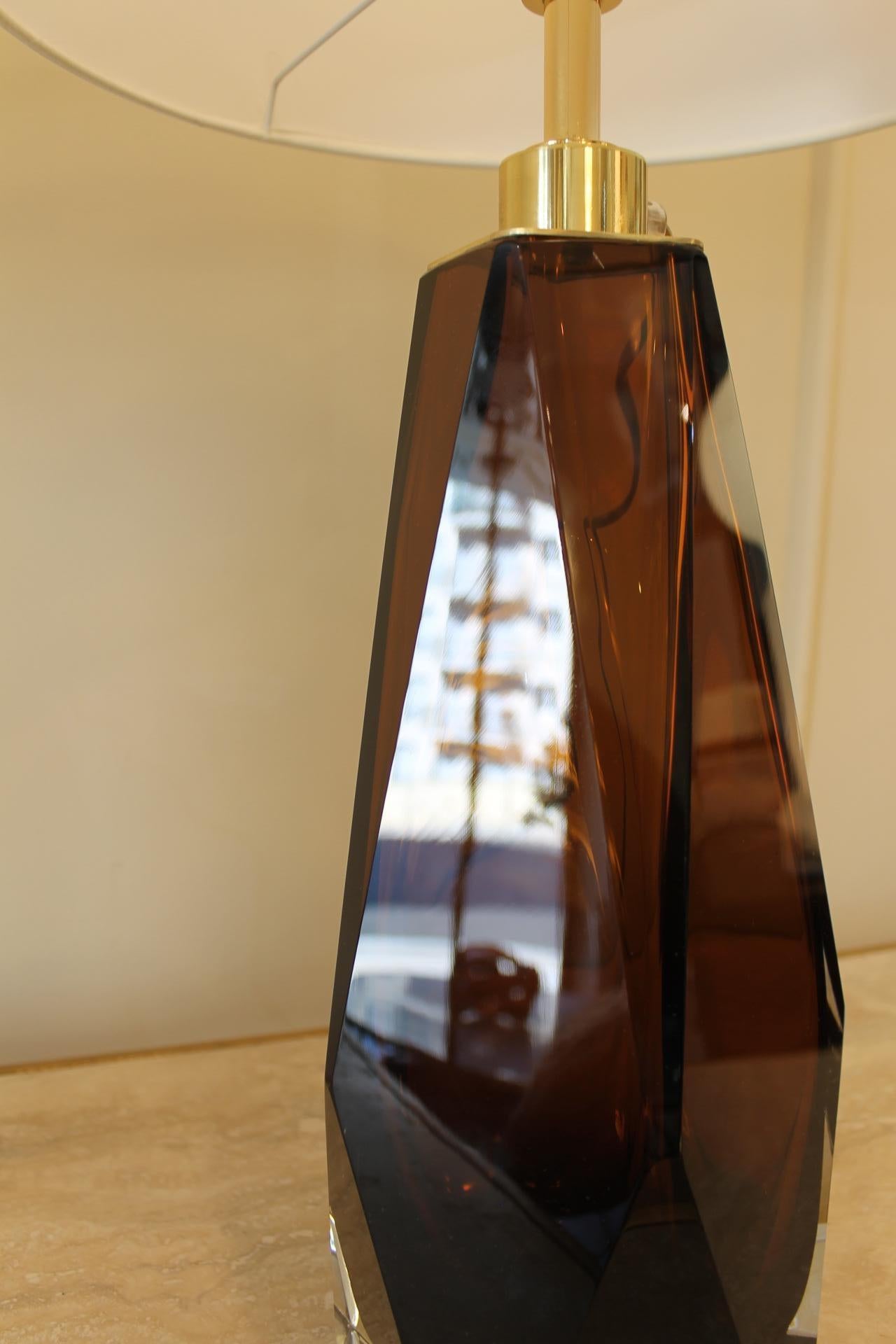 Pair Lamps, Murano, Toso, Modern, Smoked Brown For Sale 6