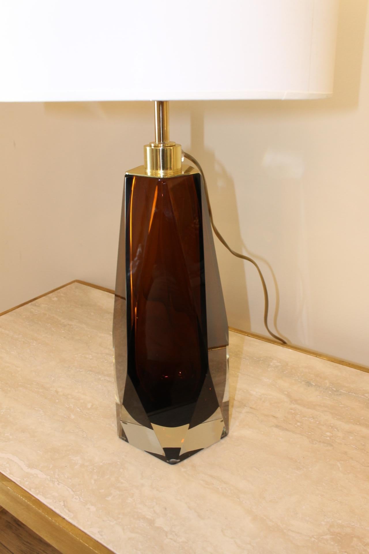 Pair Lamps, Murano, Toso, Modern, Smoked Brown For Sale 7