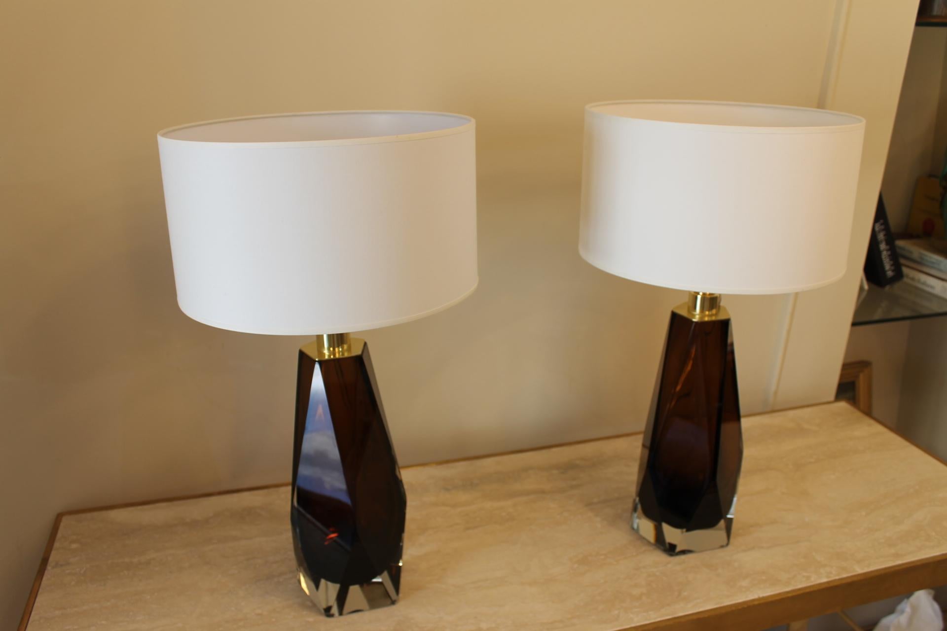Pair Lamps, Murano, Toso, Modern, Smoked Brown For Sale 10