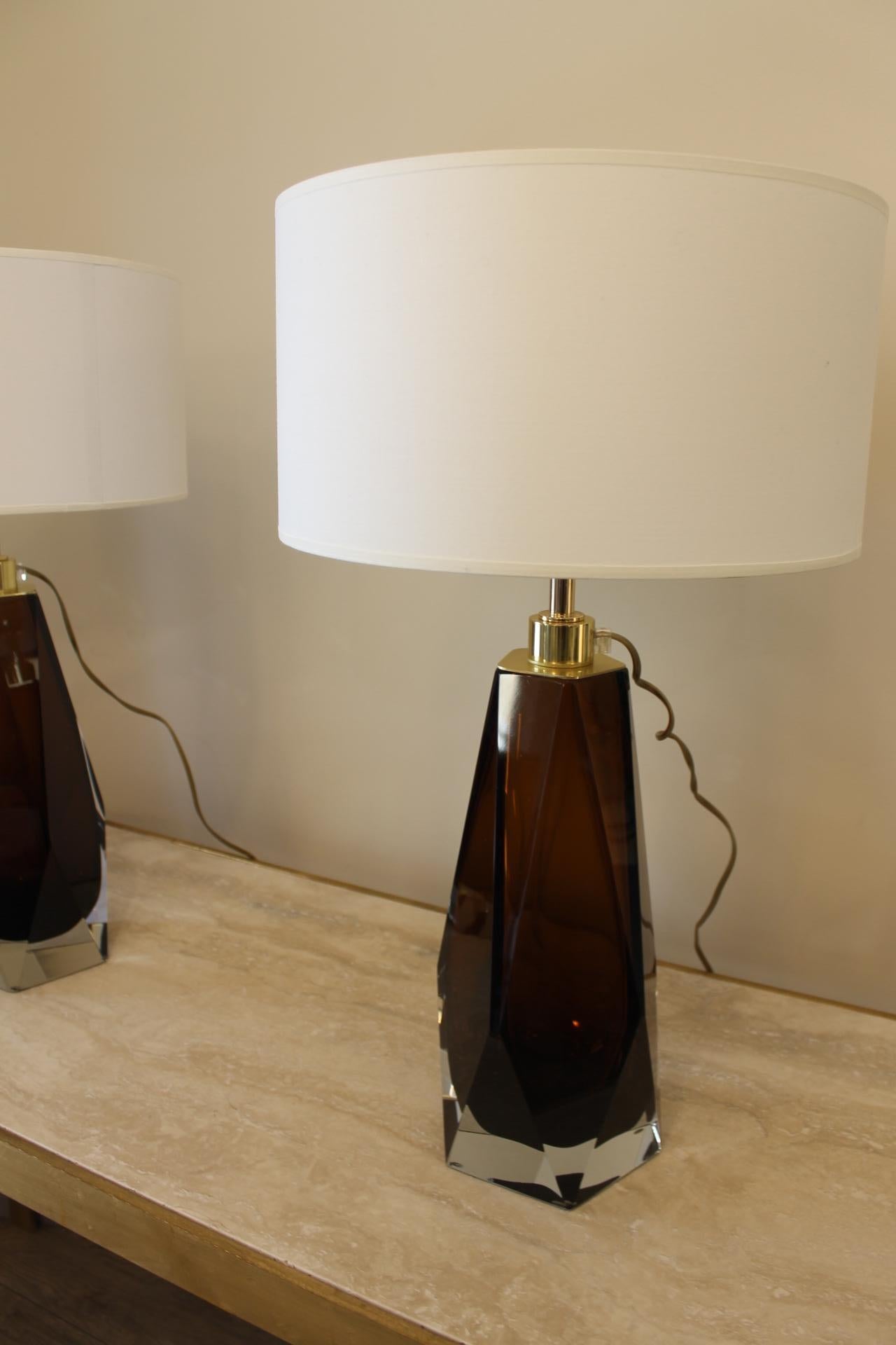 Pair Lamps, Murano, Toso, Modern, Smoked Brown For Sale 17