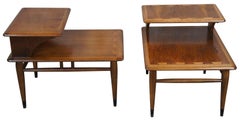 Pair Lane Acclaim Mid-Century Modern Walnut Dovetail 2 Tier End Tables