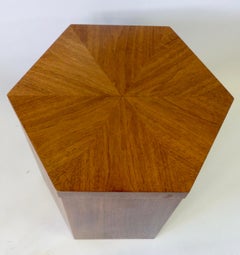 Pair of Lane Hexagonal Walnut Side Pedestal Tables