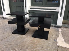 Pair of Lane Stacked End Tables in Black