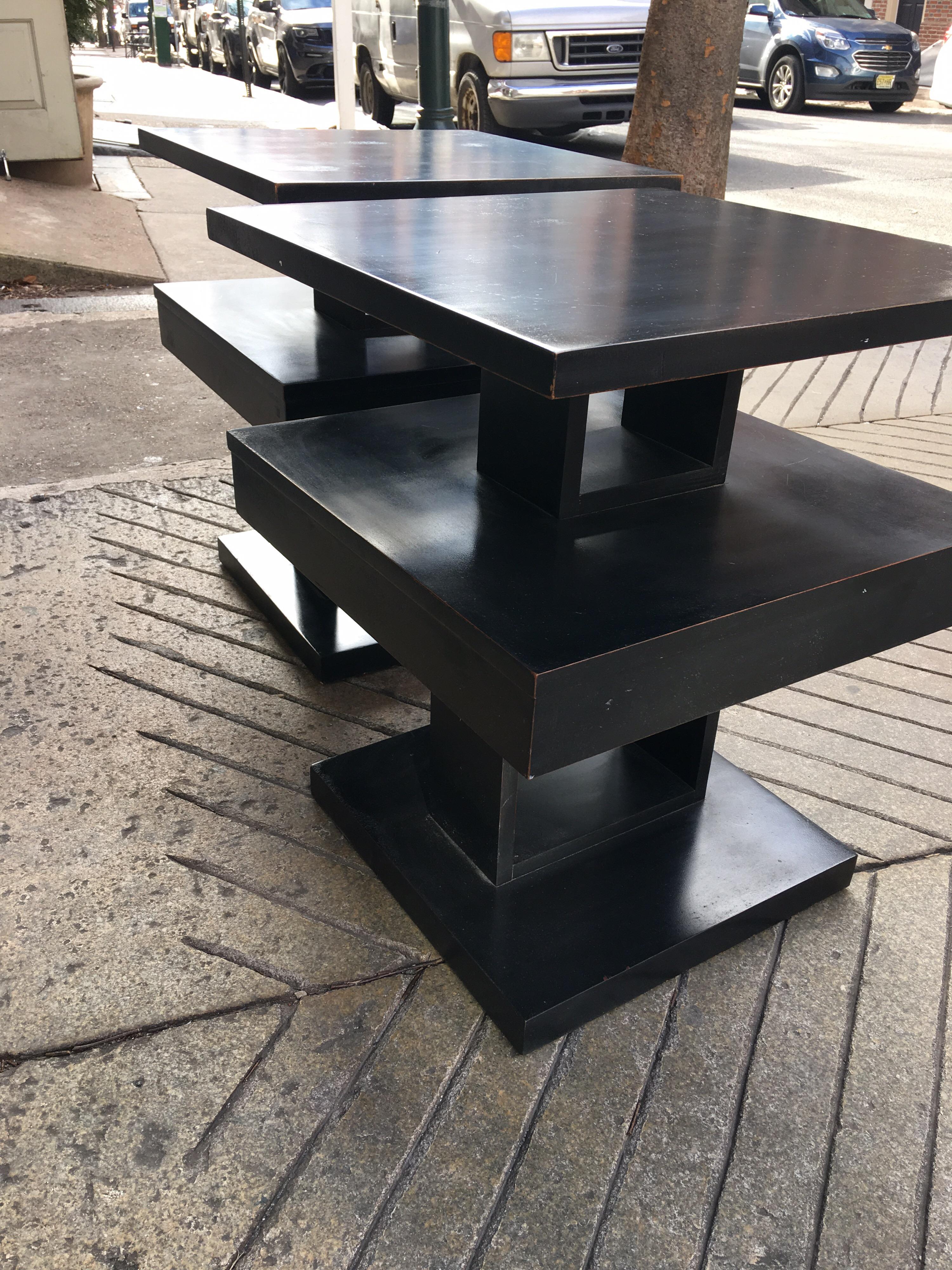 Pair of Lane Stacked End Tables in Black 1