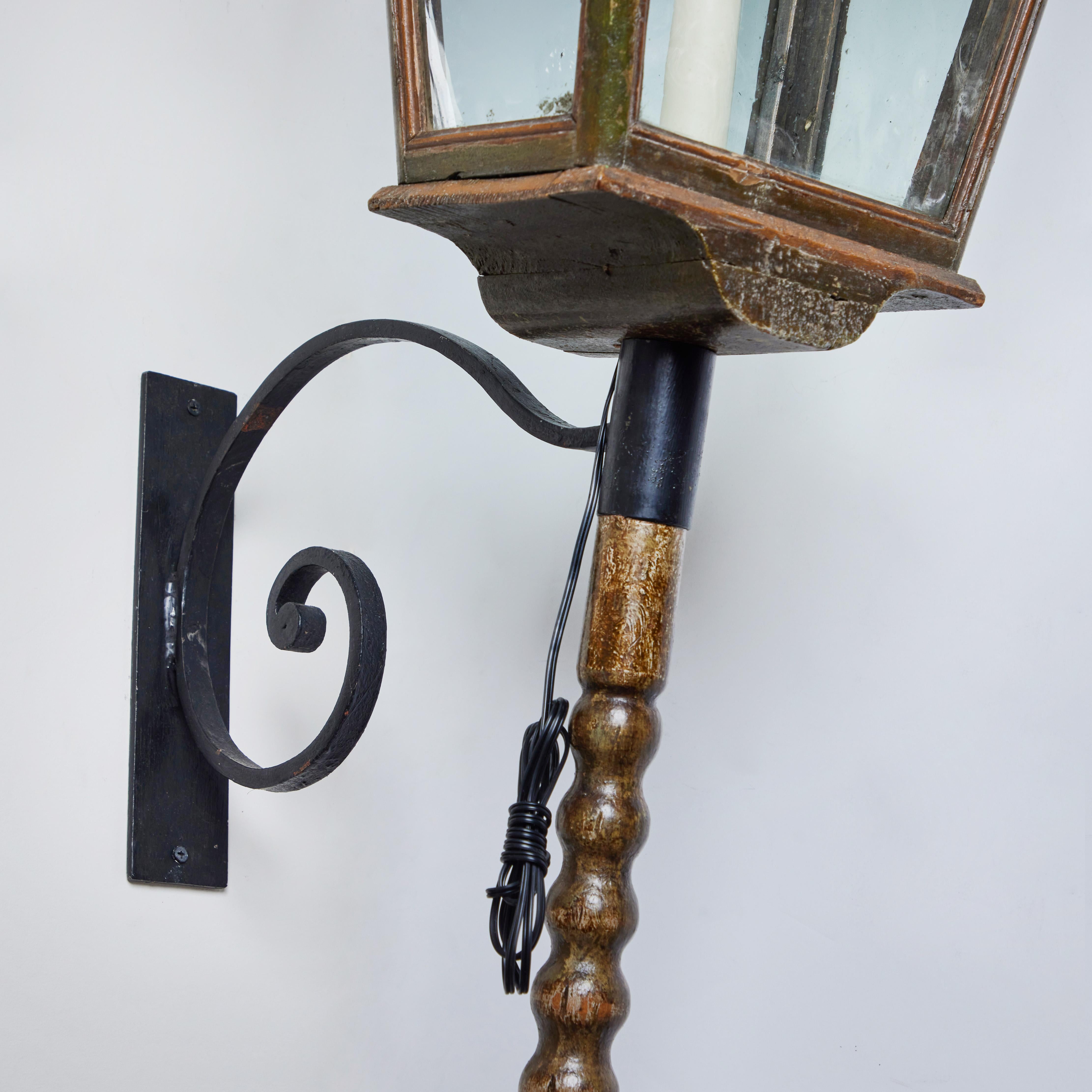 18th Century Pair Lantern Sconces For Sale