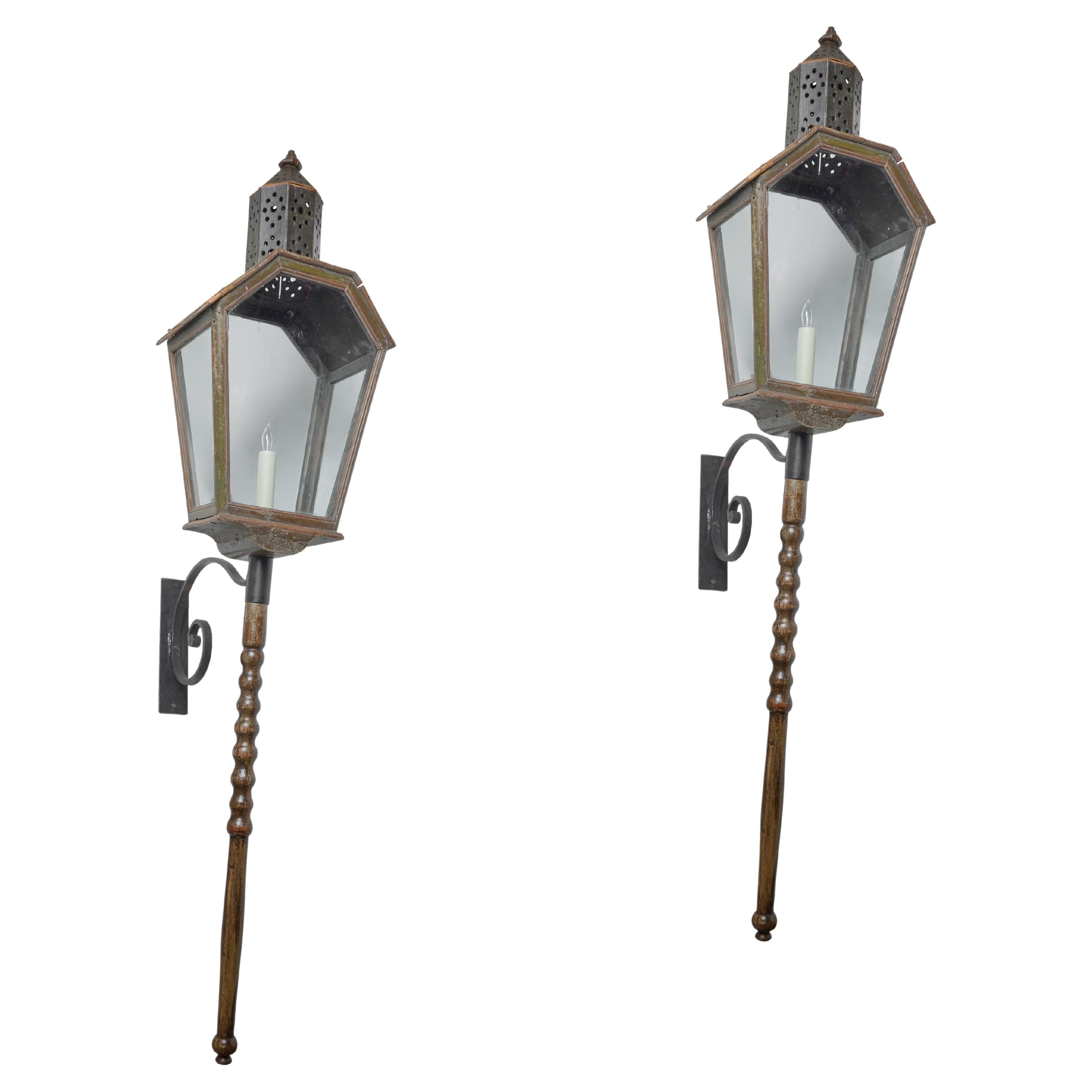 Pair Lantern Sconces For Sale