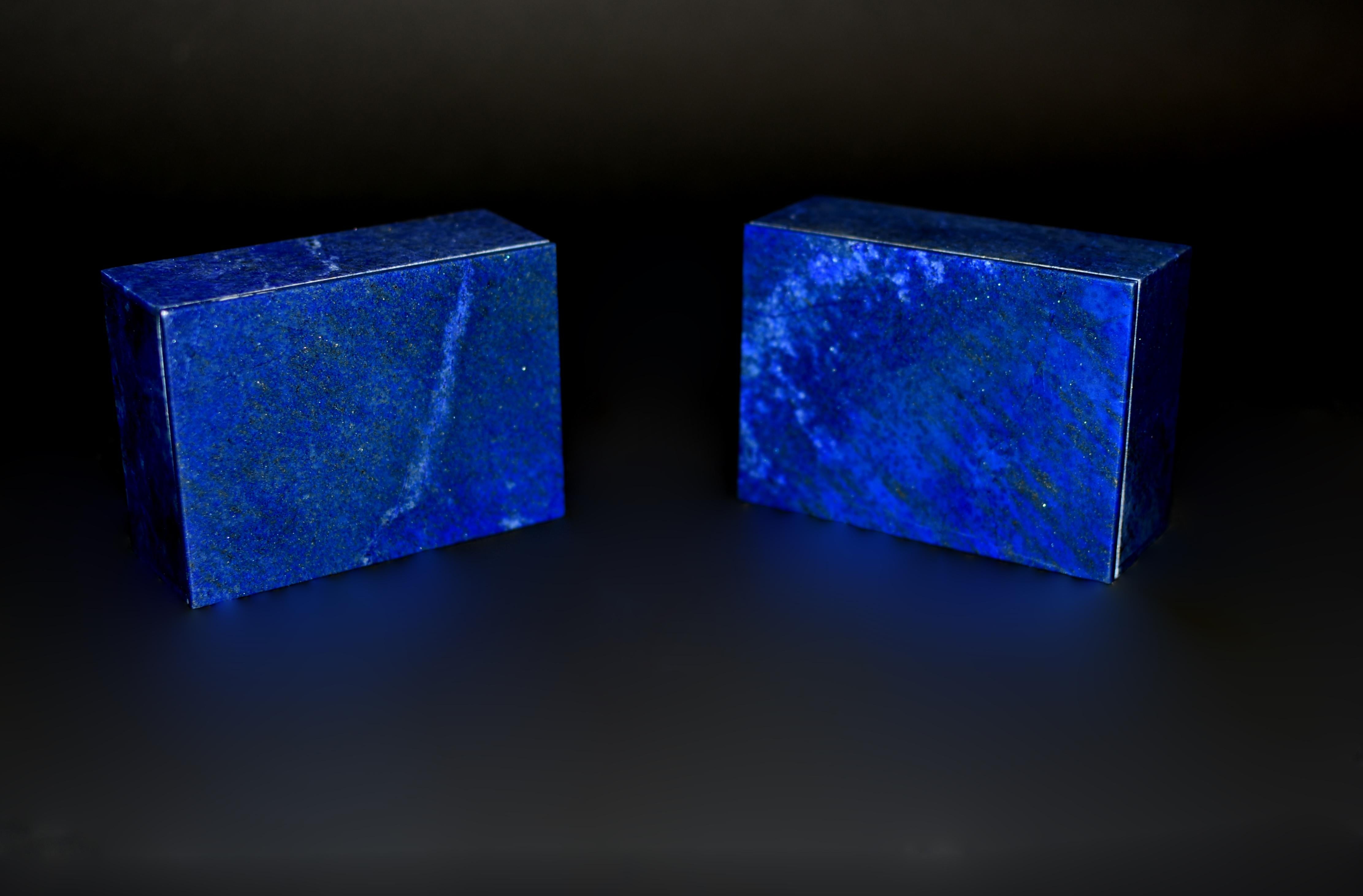 Pair Lapis Lazuli Boxes Golden Shower  For Sale 7