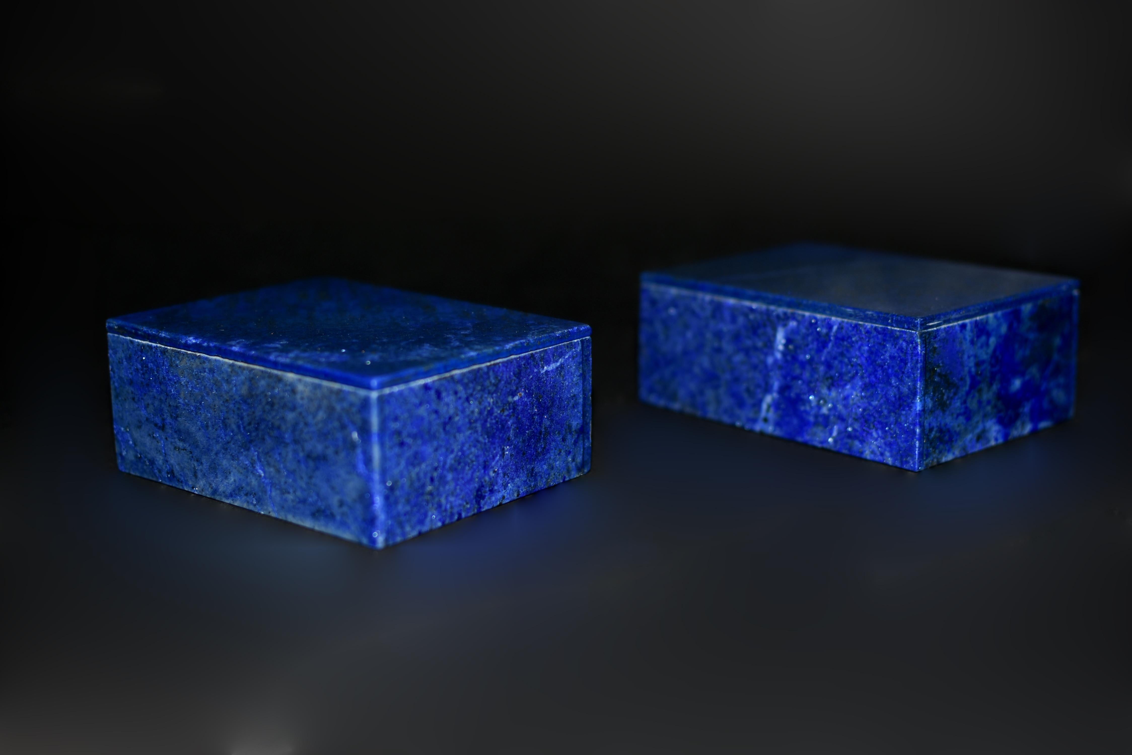 Afghan Pair Lapis Lazuli Boxes Golden Shower  For Sale
