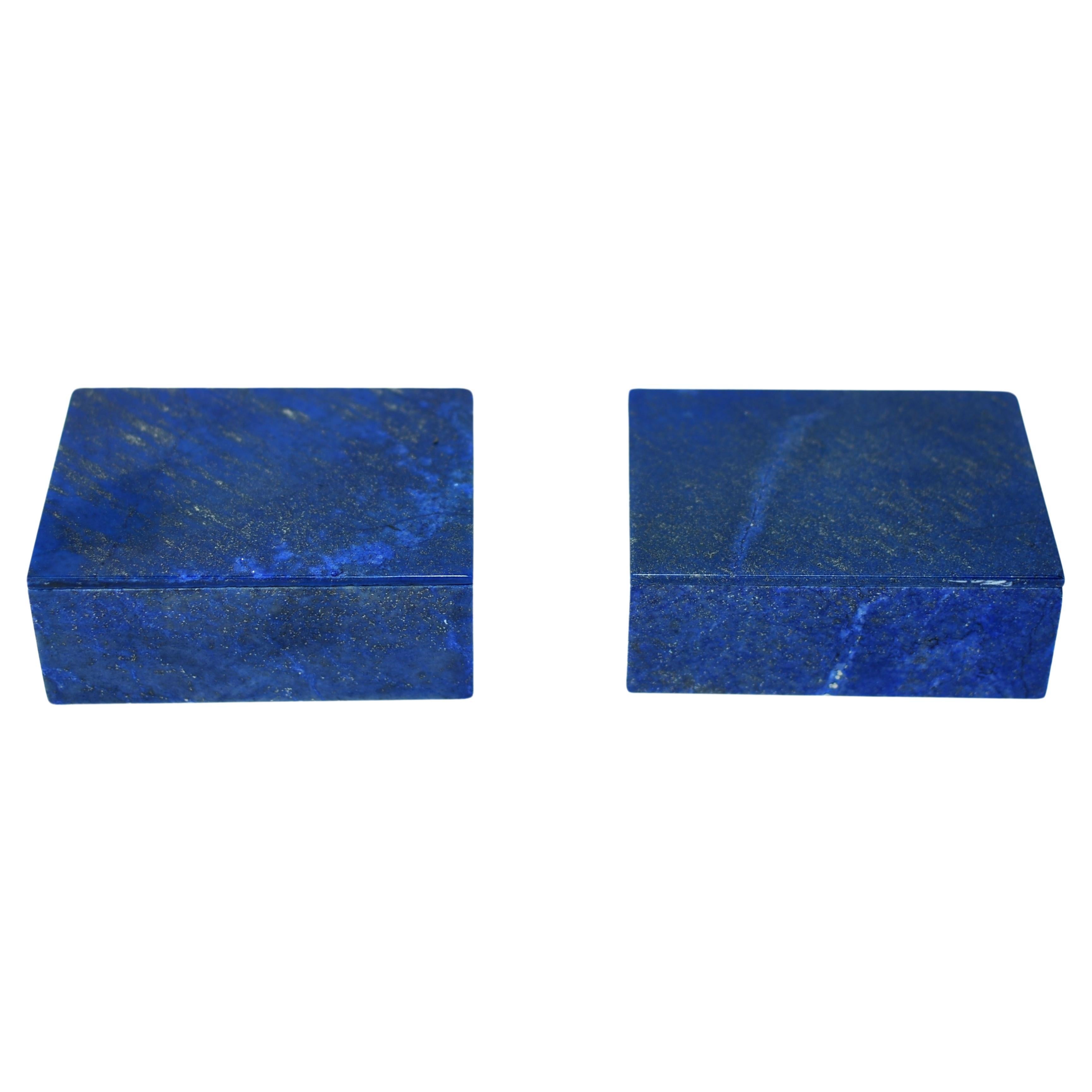 Pair Lapis Lazuli Boxes Golden Shower 