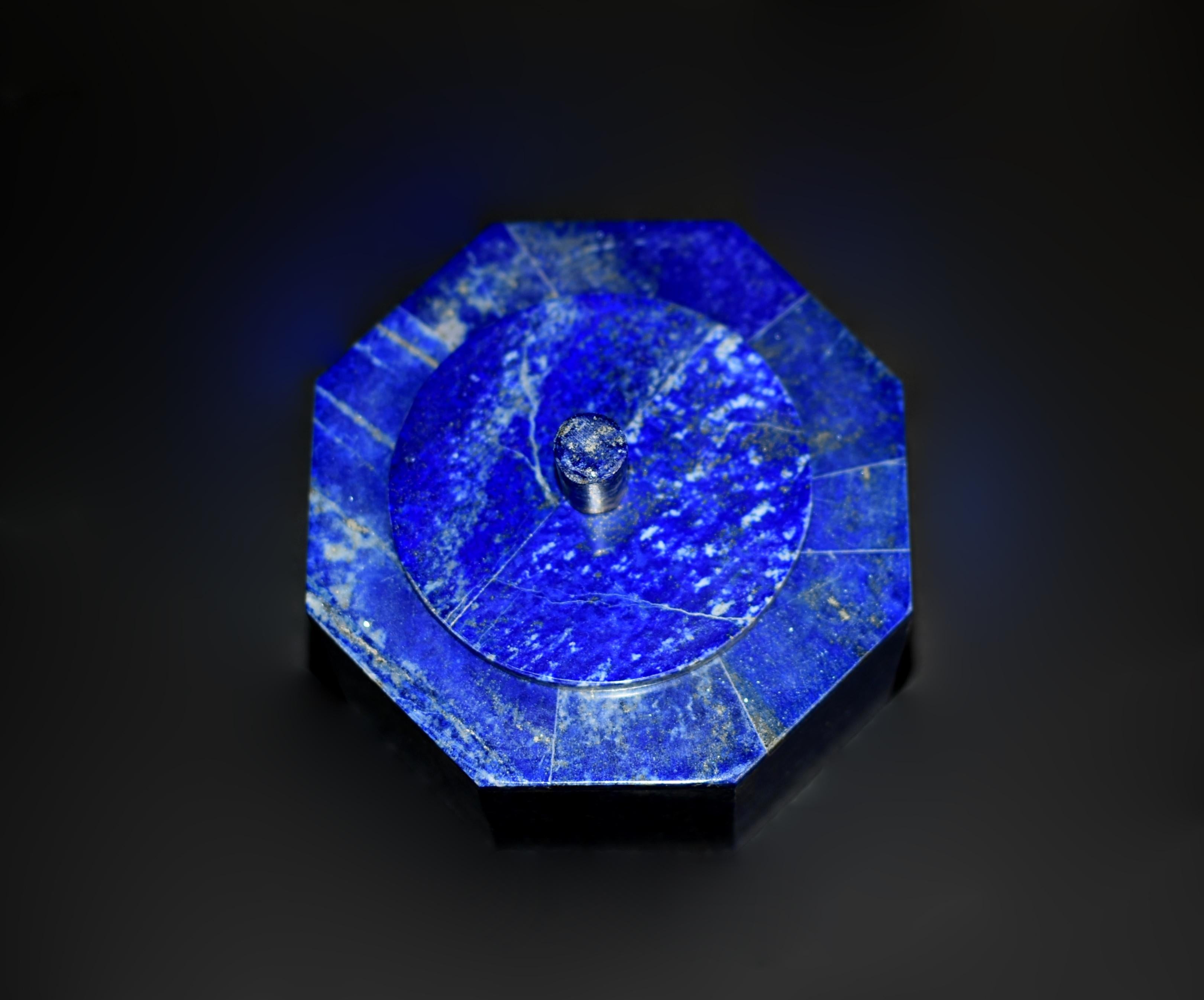 Paire de boîtes octogonales en lapis-lazuli de 4 pouces de qualité AAA en vente 10