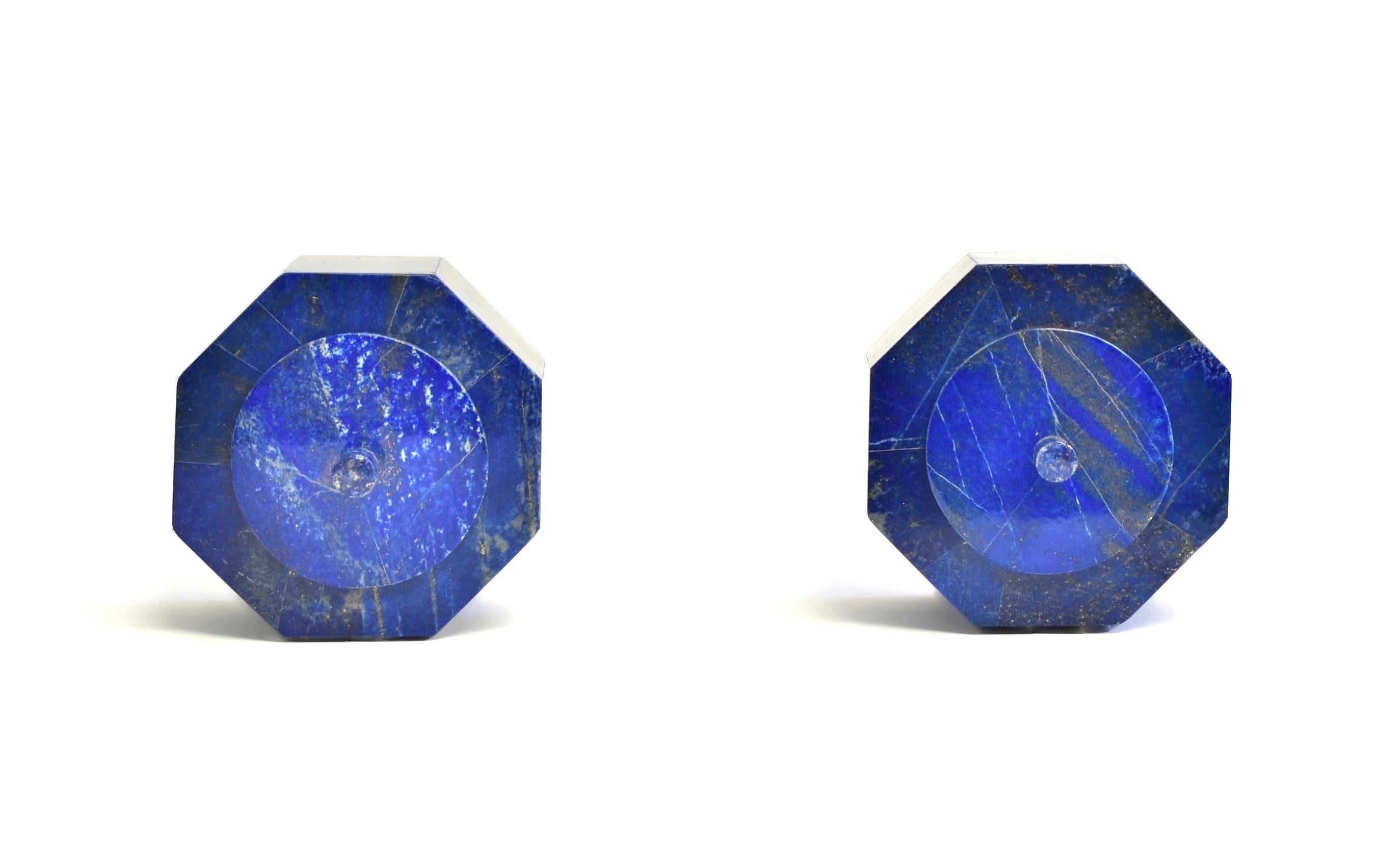 Paire de boîtes octogonales en lapis-lazuli de 4 pouces de qualité AAA en vente 13