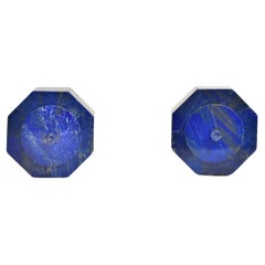 Pair Lapis Lazuli Octagonal Boxes 4" Fine Grade AAA