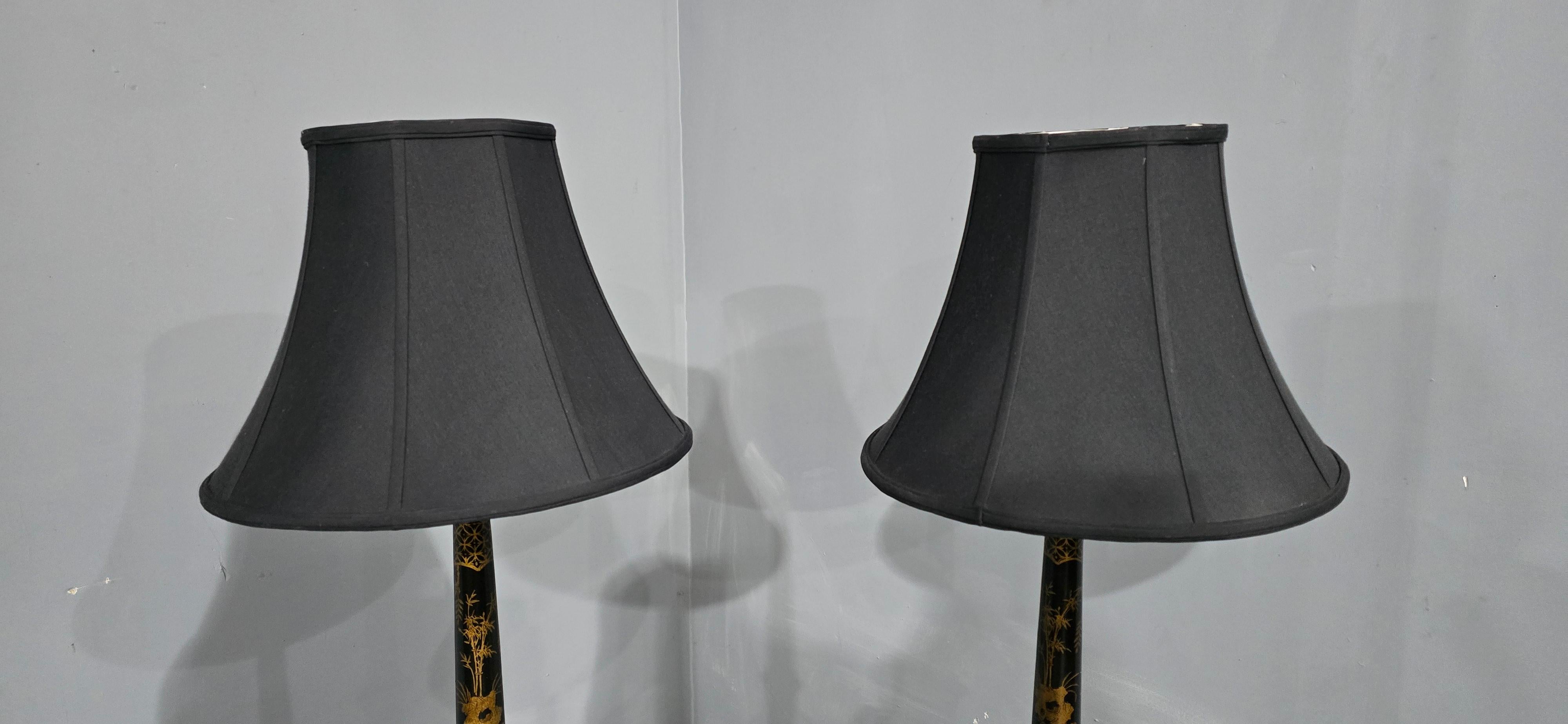 Pair Laquered Table Lamps siglo XX en venta