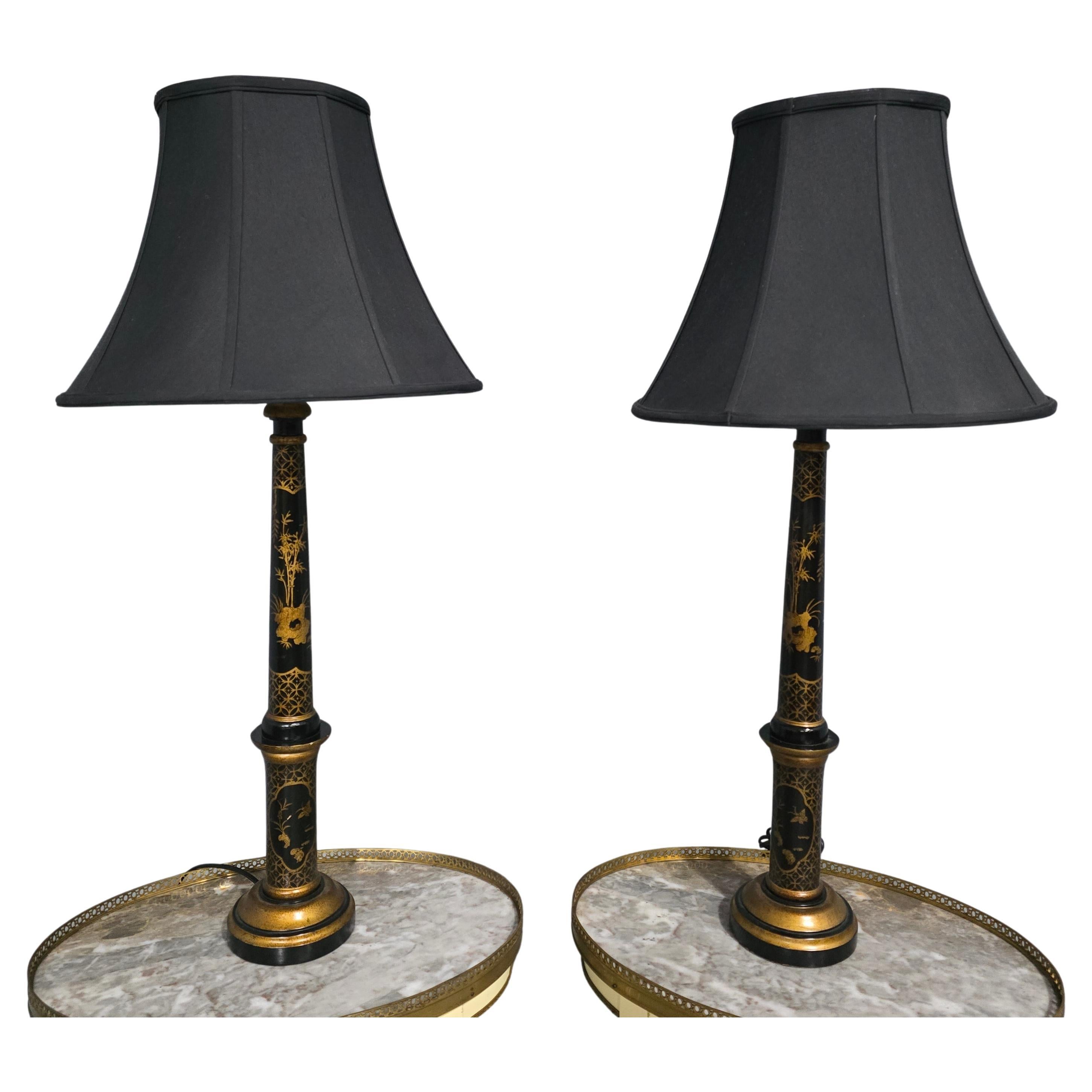 Pair Laquered Table Lamps