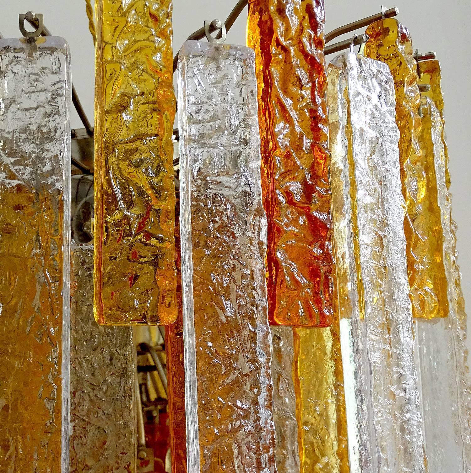 Pair  Large Mazzega Murano Glass Chandelier Pendant Light, Venini Gio Ponti Era 3