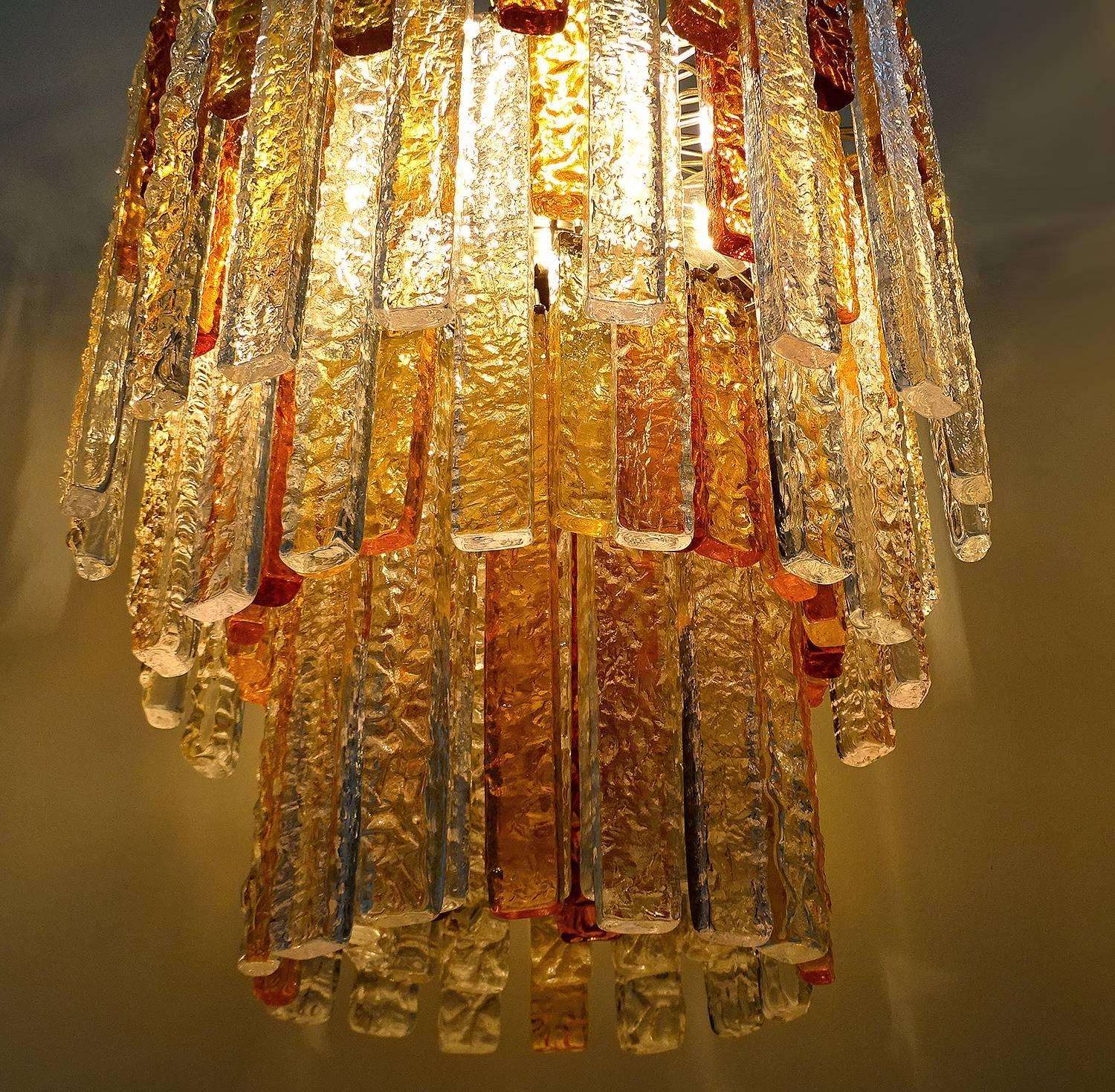 Pair  Large Mazzega Murano Glass Chandelier Pendant Light, Venini Gio Ponti Era 5