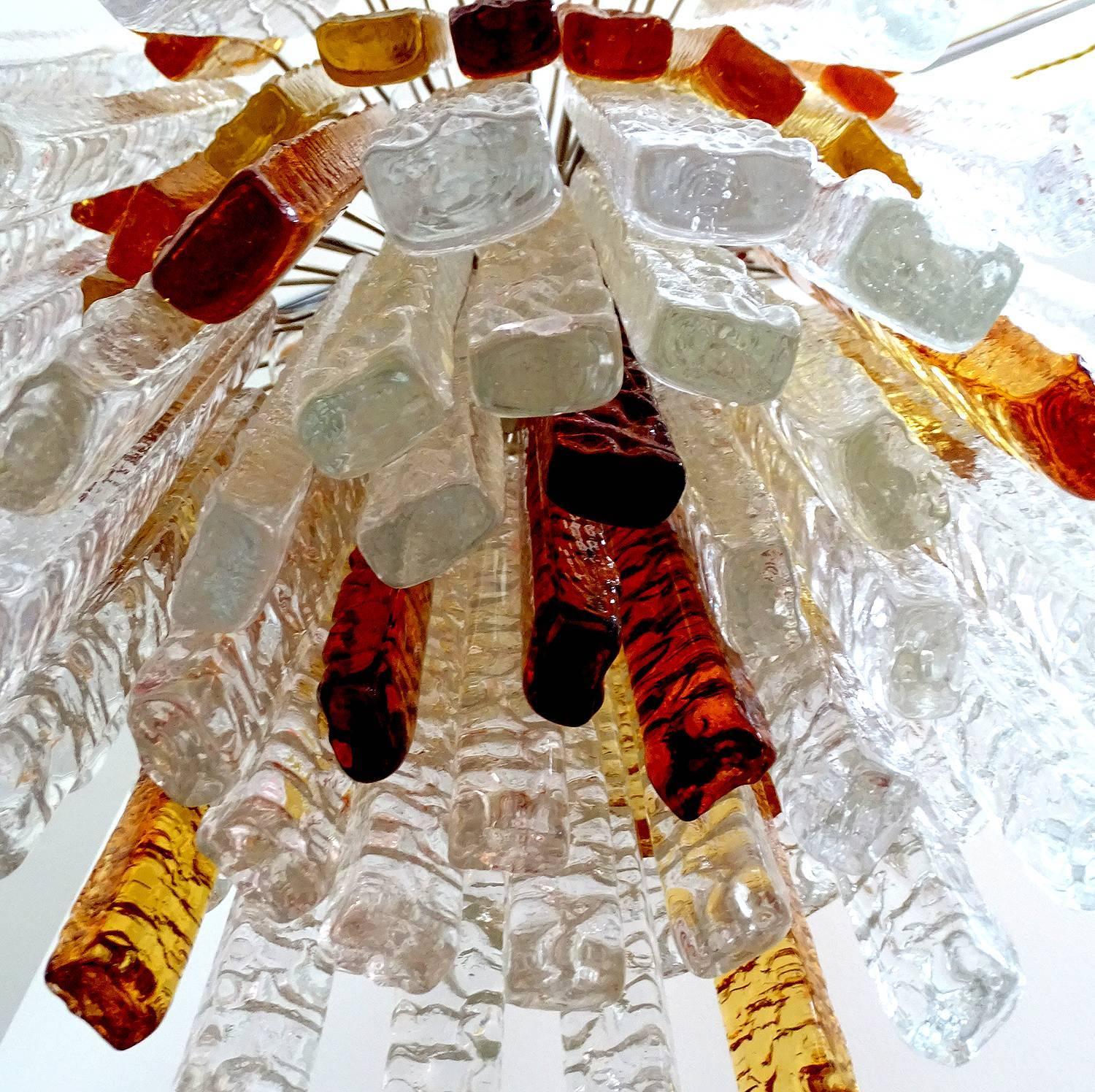 Pair  Large Mazzega Murano Glass Chandelier Pendant Light, Venini Gio Ponti Era 6