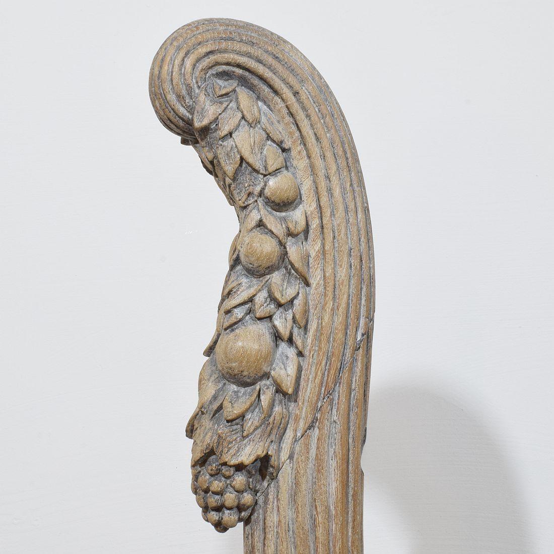 Coppia di grandi ornamenti in legno di quercia intagliato neoclassico francese del XVIII secolo in vendita 5