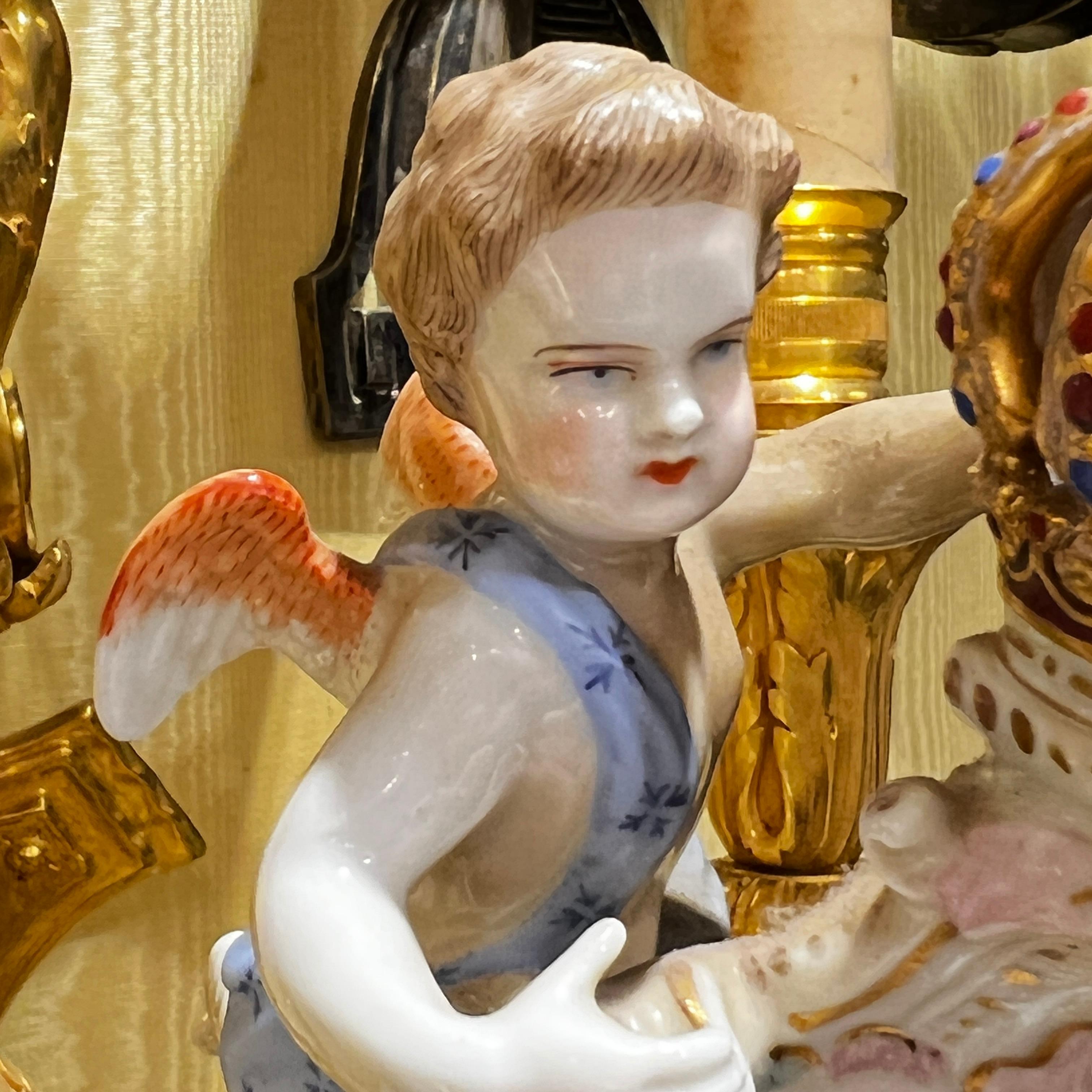 Pair Large 19 Century German Dresden Porcelain Urns 4