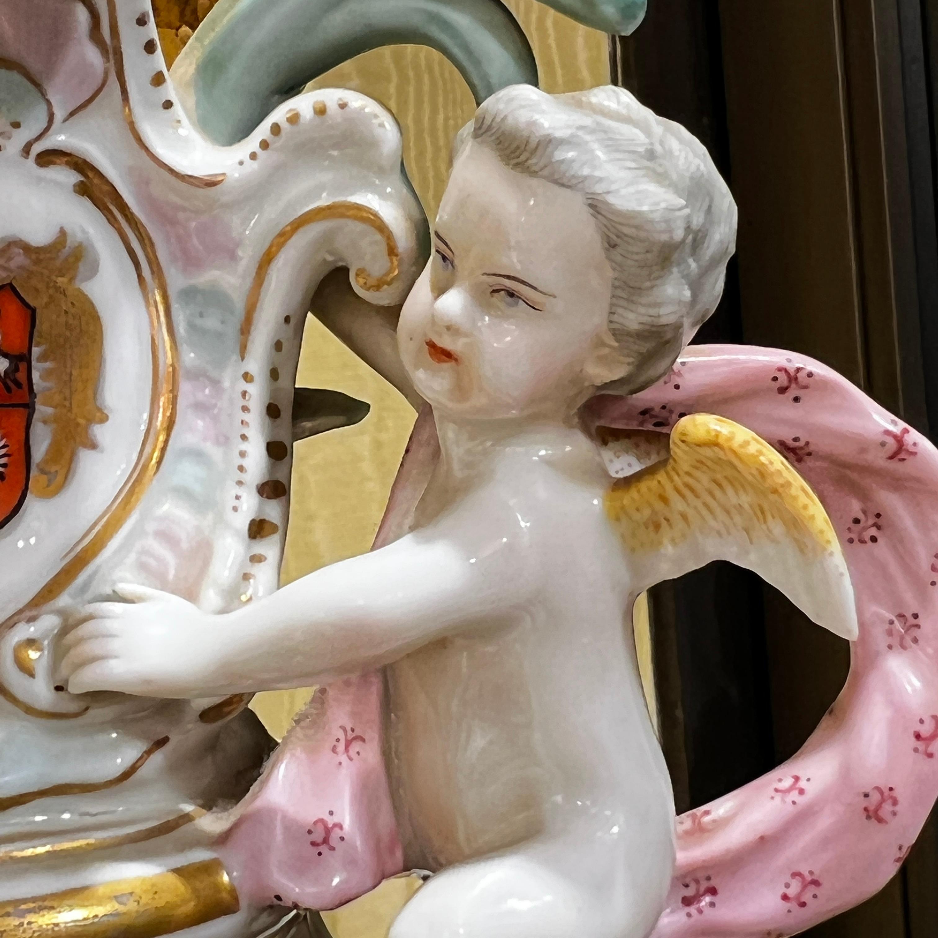 Pair Large 19 Century German Dresden Porcelain Urns 5