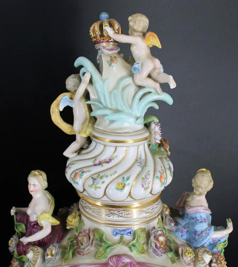 19th Century Pair Large 19 Century German Dresden Porcelain Urns