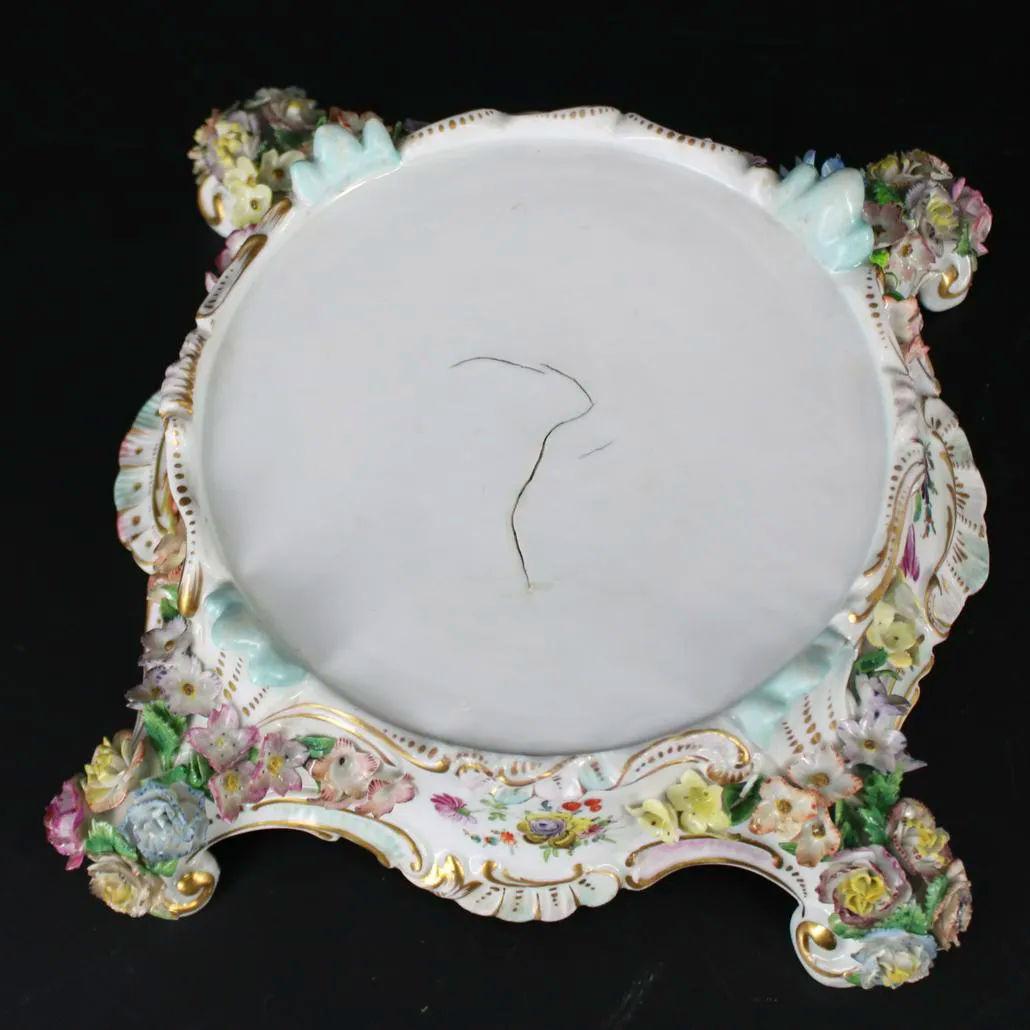 Pair Large 19 Century German Dresden Porcelain Urns 2