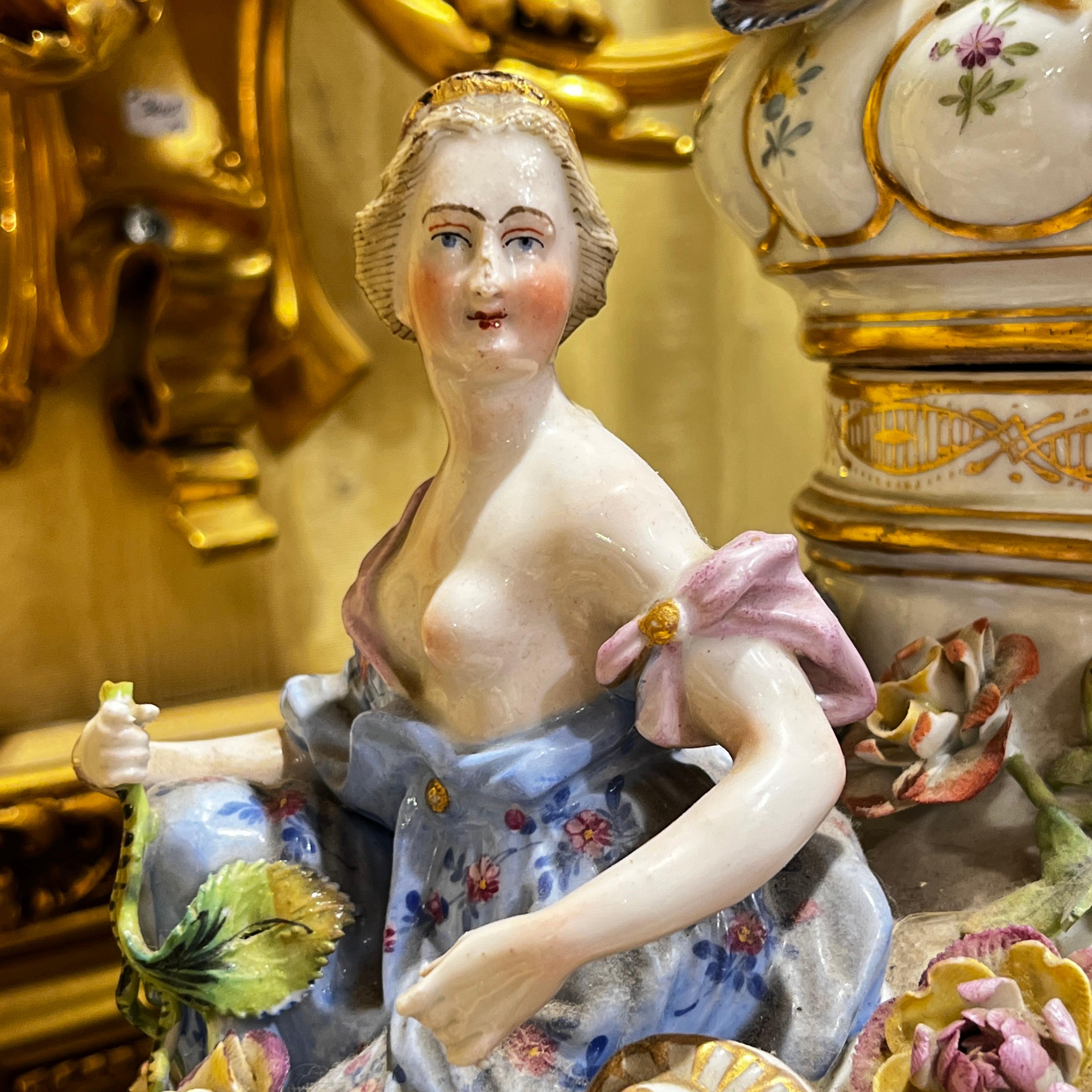Pair Large 19 Century German Dresden Porcelain Urns 3