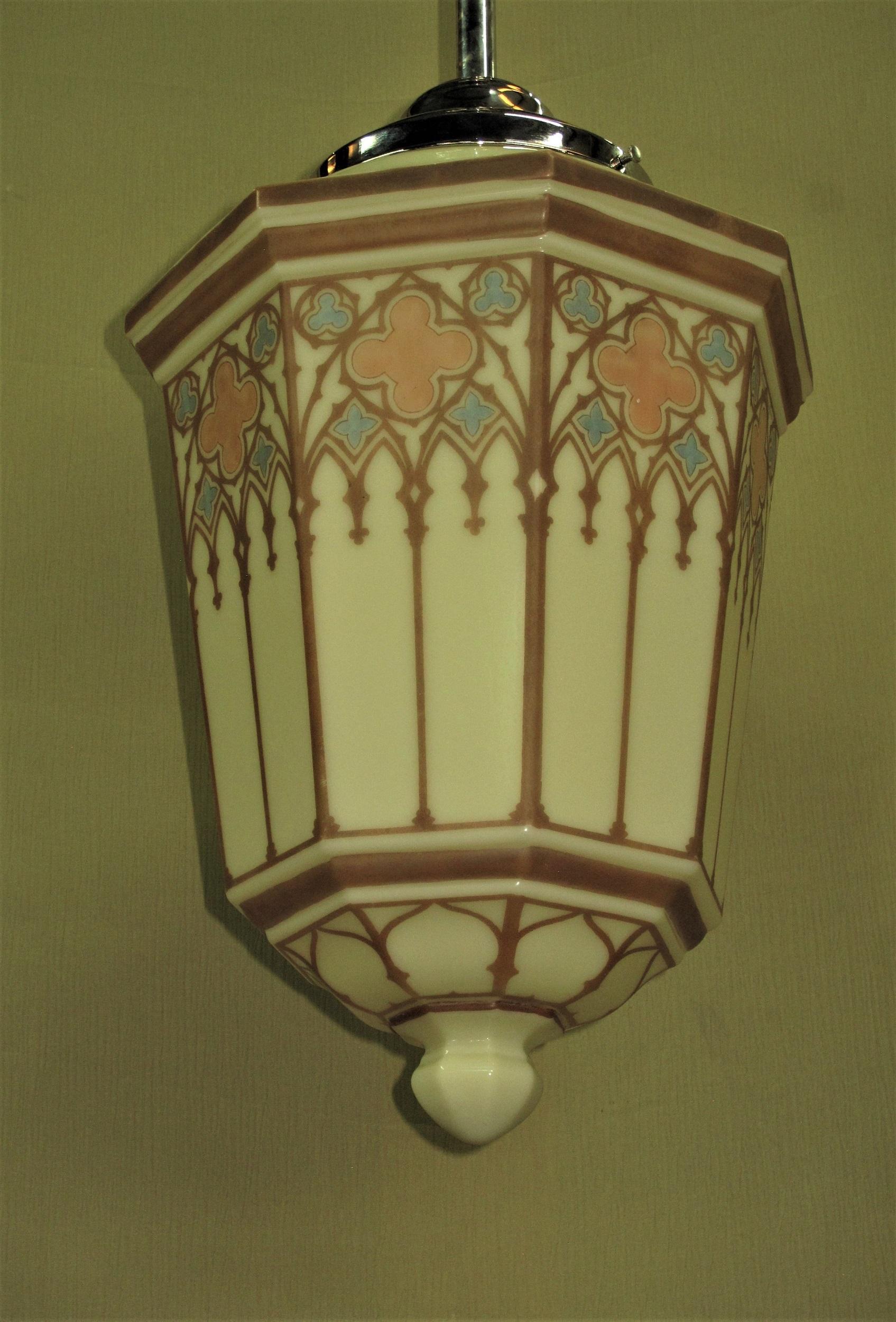 Glass SINGLE ONLY Large 1920s 30s Church Fixtures on Nickel Fitters