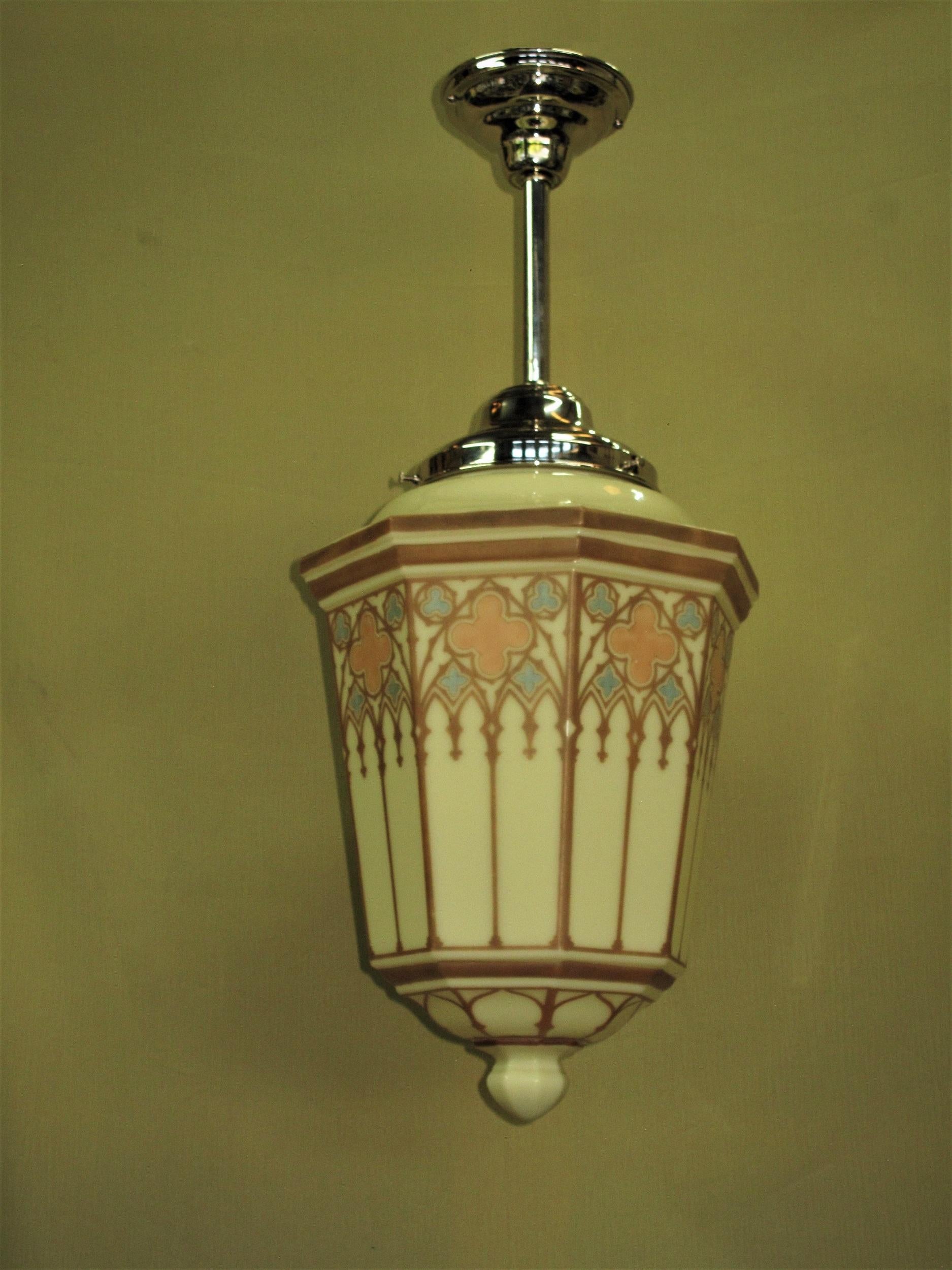 20th Century SINGLE ONLY Large 1920s 30s Church Fixtures on Nickel Fitters