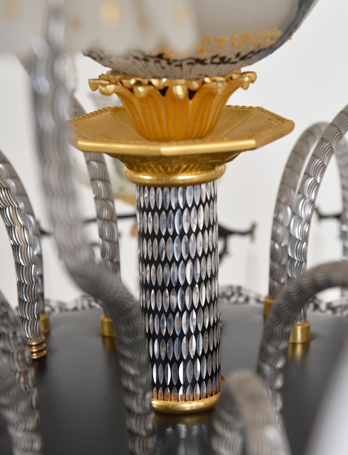 Paire de grands lustres vénitiens italiens Belle Epoque des années 1970 en verre doré à 24 ampoules en vente 9