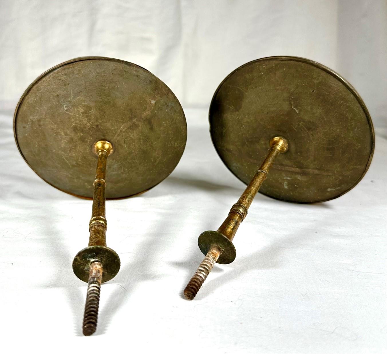 Pair Large 19th C. American Federal Empire Brass Curtain Tie Backs. For Sale 6