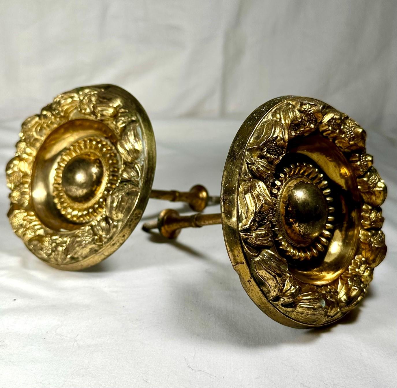 19th Century Pair Large 19th C. American Federal Empire Brass Curtain Tie Backs. For Sale