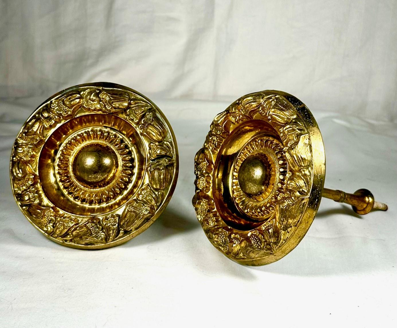 Pair Large 19th C. American Federal Empire Brass Curtain Tie Backs. For Sale 2