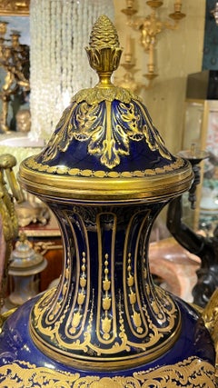 Pair Large 19th Century French Louis XV XVI Sevres Style Vases